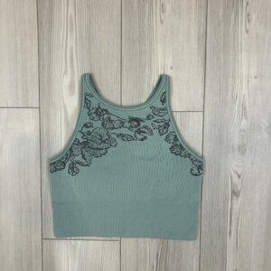 Athleta Aurora Seamless High Neck Crop Tank Size XS Reef Green